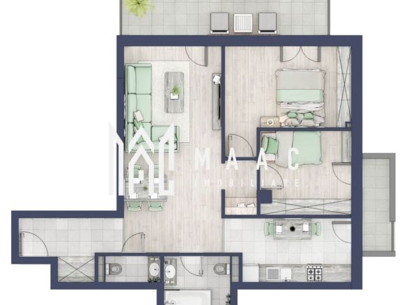 Apartament 3 camere | Balcoane 15.1 mp | Etaj 1 | Turnisor