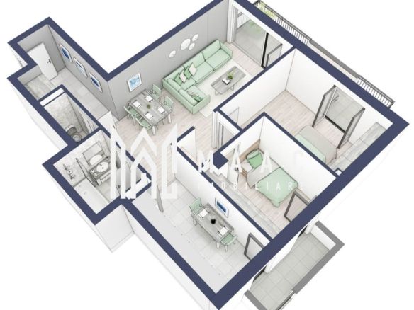 Apartament 3 camere | Balcoane 15.1 mp | Etaj 1 | Turnisor