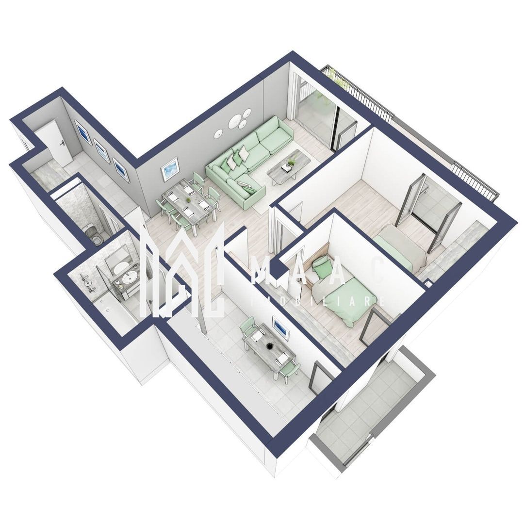 Apartament 3 camere | Balcoane 15.1 mp | Etaj 1 | Turnisor