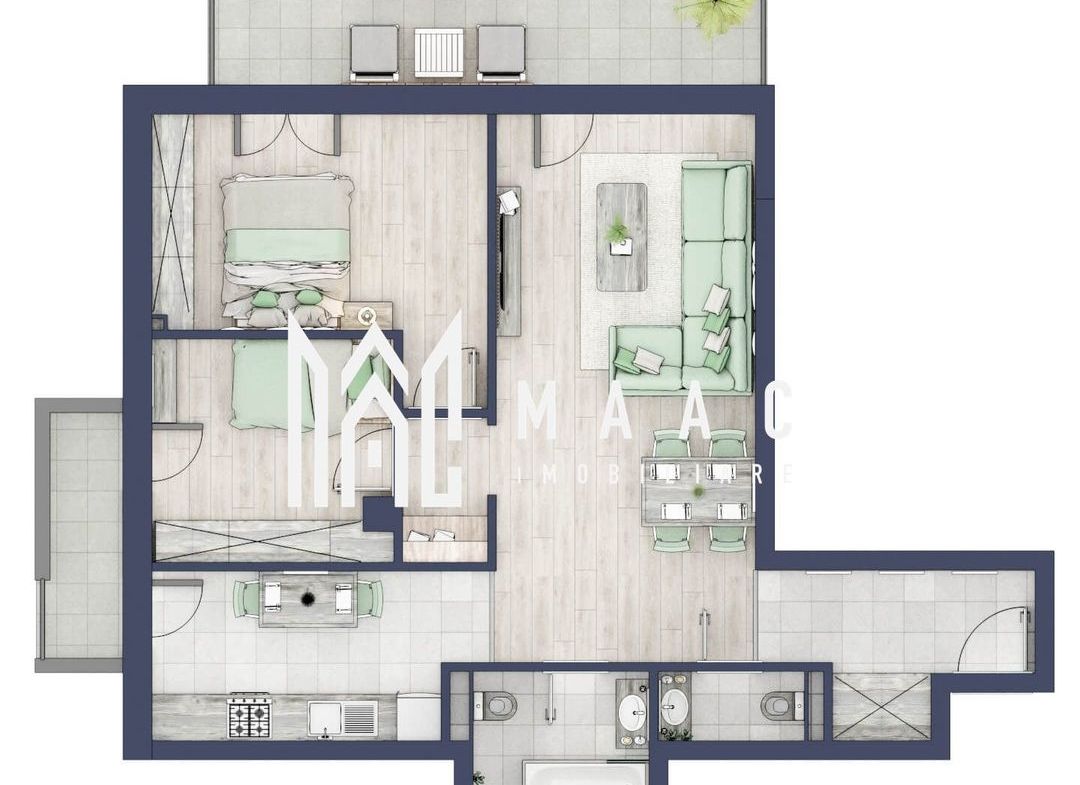 Apartament 3 camere | Balcoane 15.1 mp | Etaj 1 | Turnisor