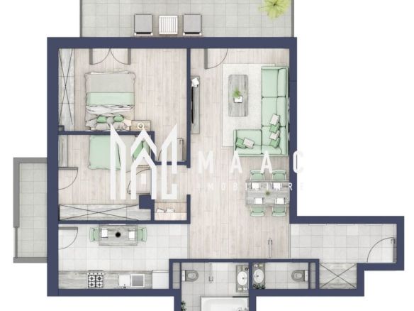 Apartament 3 camere | Balcoane 15.1 mp | Etaj 1 | Turnisor