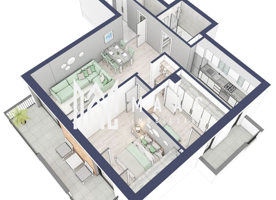 Apartament 3 camere | Balcoane 15.1 mp | Etaj 1 | Turnisor