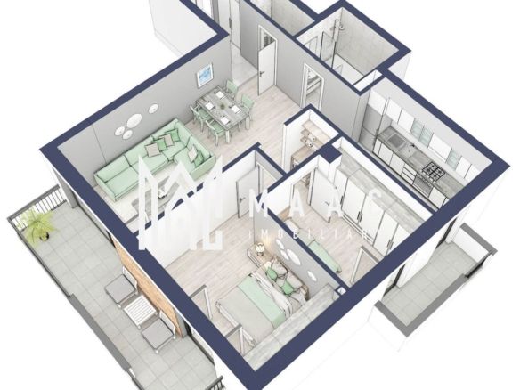 Apartament 3 camere | Balcoane 15.1 mp | Etaj 1 | Turnisor