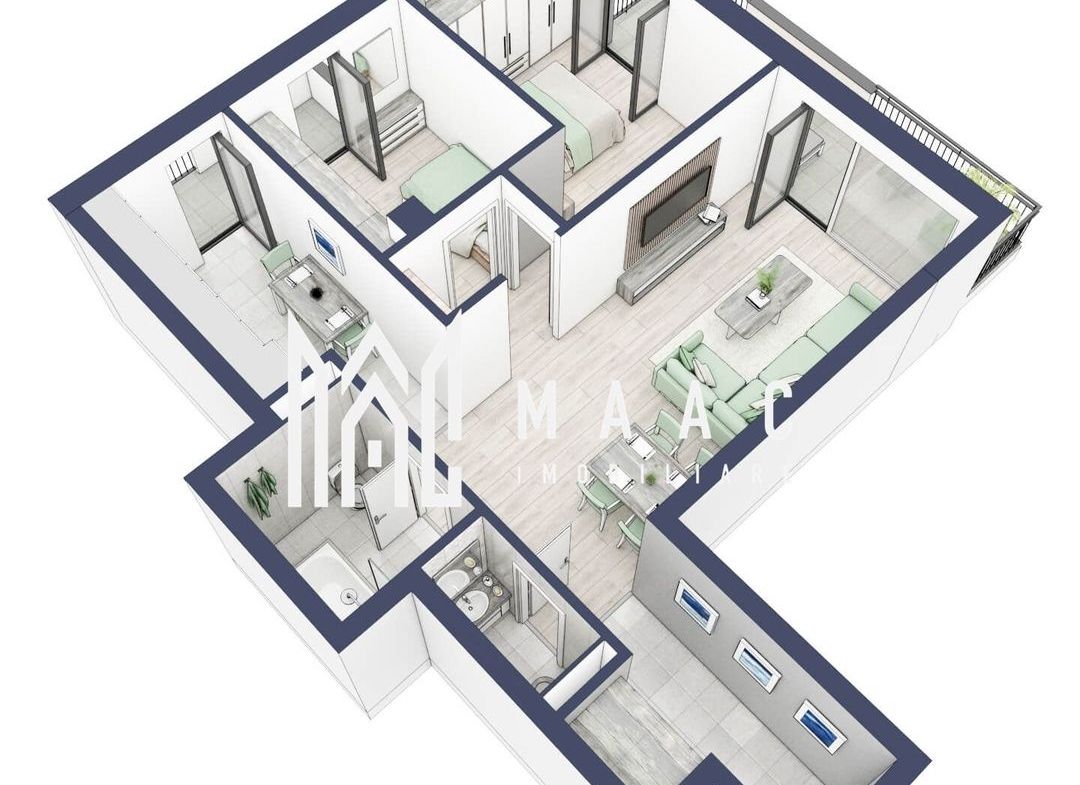 Apartament 3 camere | Balcoane 15.1 mp | Etaj 1 | Turnisor