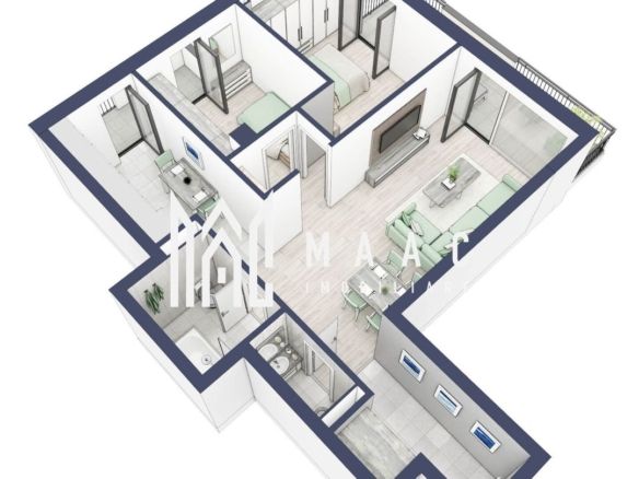 Apartament 3 camere | Balcoane 15.1 mp | Etaj 1 | Turnisor
