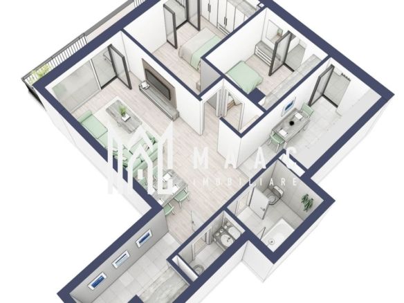 Apartament 3 camere | Balcoane/Terase 31.7 mp | Gradina ca. 61mp | Turnisor