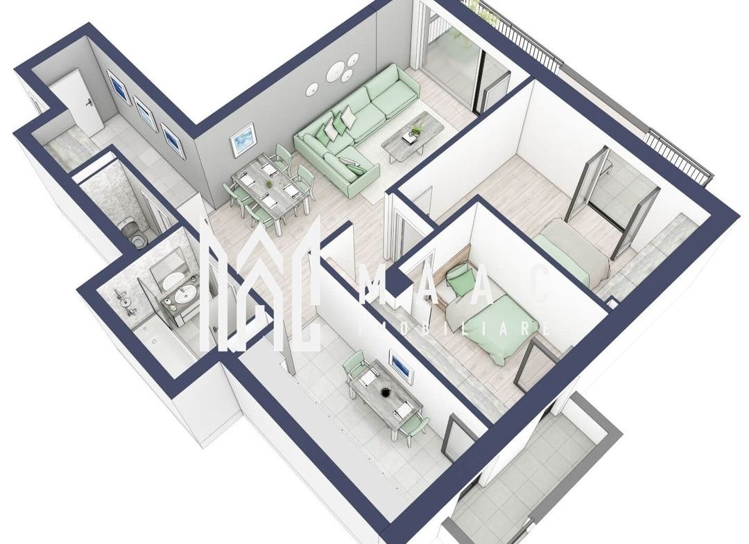 Apartament 3 camere | Balcoane/Terase 31.7 mp | Gradina ca. 61mp | Turnisor