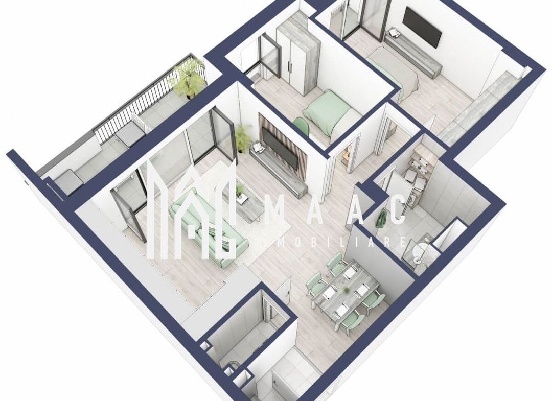 Apartament 3 camere | Balcoane 10.6 mp| Gradina ca. 84mp | Turnisor
