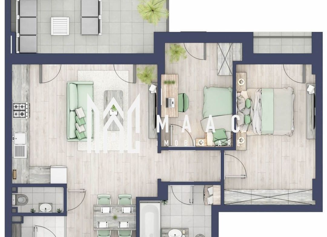 Apartament 3 camere | Balcoane 10.6 mp| Gradina ca. 84mp | Turnisor