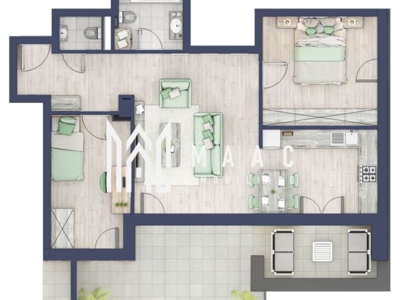 Apartament 3 camere | Balcon 22.2 mp | Etaj 3 | Turnisor - Imagine principala