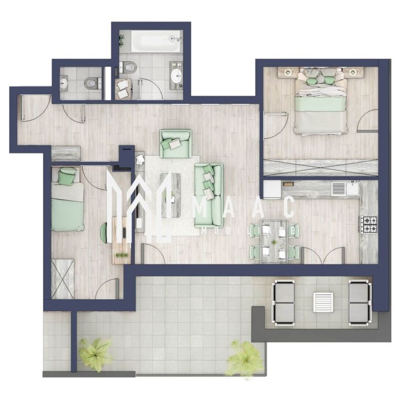 Apartament 3 camere | Balcon 22.2 mp | Etaj 3 | Turnisor - Imagine principala