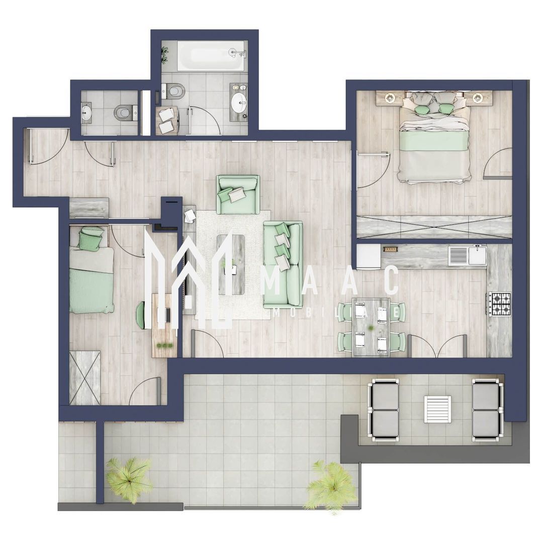 Apartament 3 camere | Balcon 22.2 mp | Etaj 3 | Turnisor - Imagine principala
