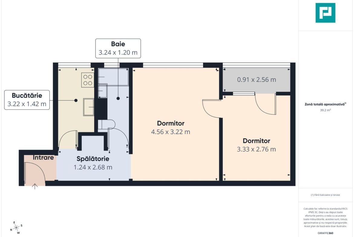 Apartament 2 camere, 47 mp, mobilat - foto 7