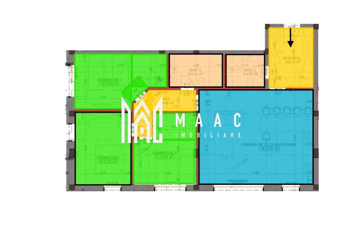 Apartament 4 camere | 95,05 mp utili | Etaj 1 |  Arhitecților - foto 3