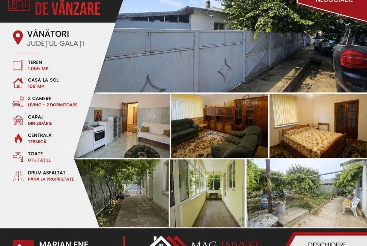 Casa la sol cu teren 1055 mp si livada – Vanatori, Galati