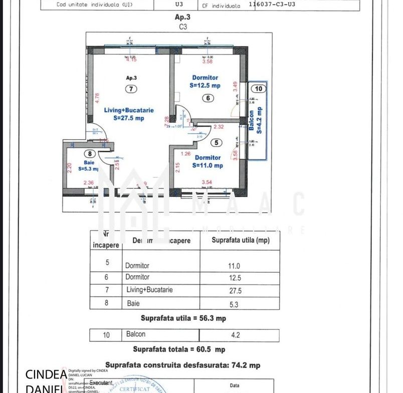 Apartament 3 camere | 56 MPU | Balcon | 2 Locuri de Parcare | Turnisor - foto 7