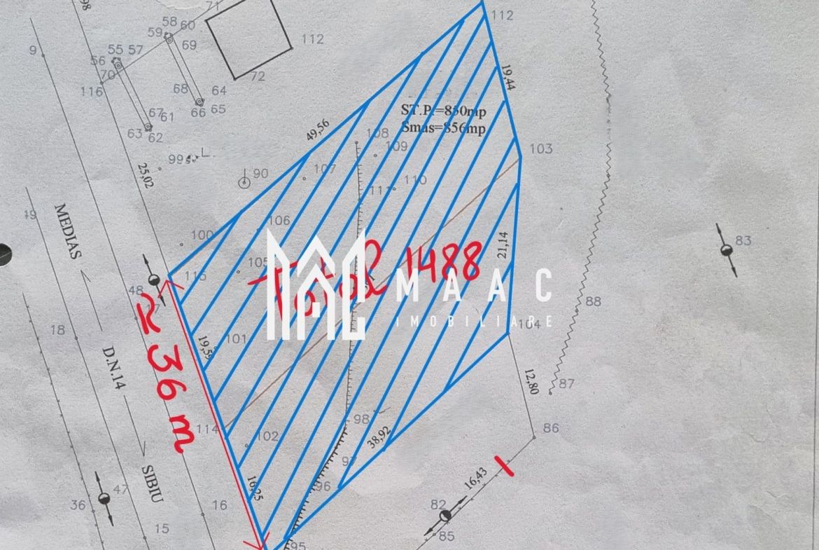 Teren intravilan I 1500mp I Front 36m I DN14 I Slimnic - Imagine principala