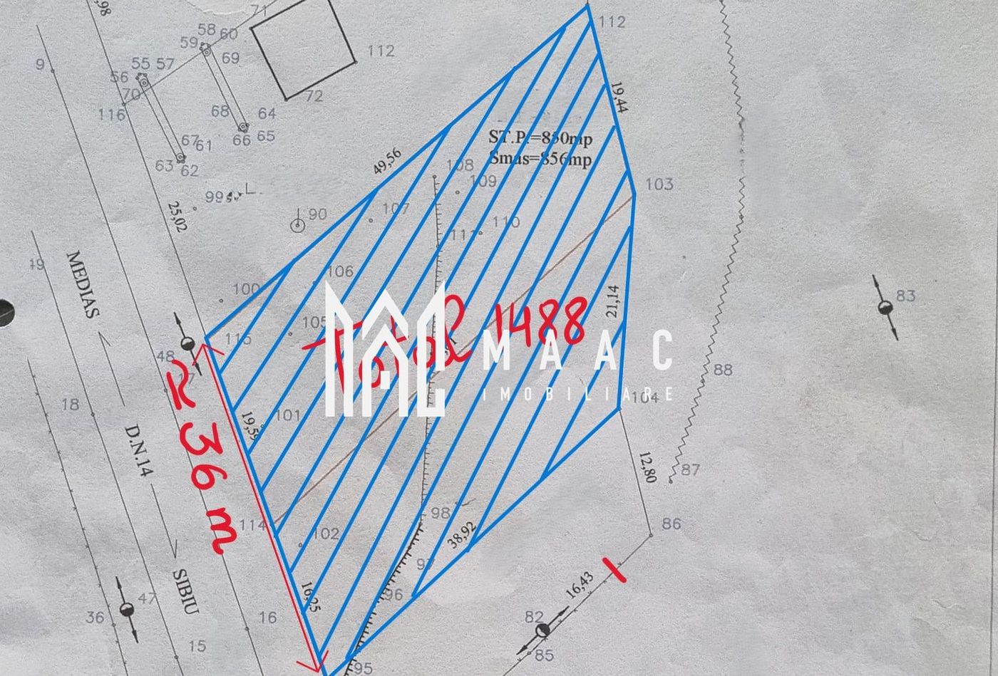 Teren intravilan I 1500mp I Front 36m I DN14 I Slimnic - Imagine principala Teren intravilan I 1500mp I Front 36m I DN14 I Slimnic - Imagine principala