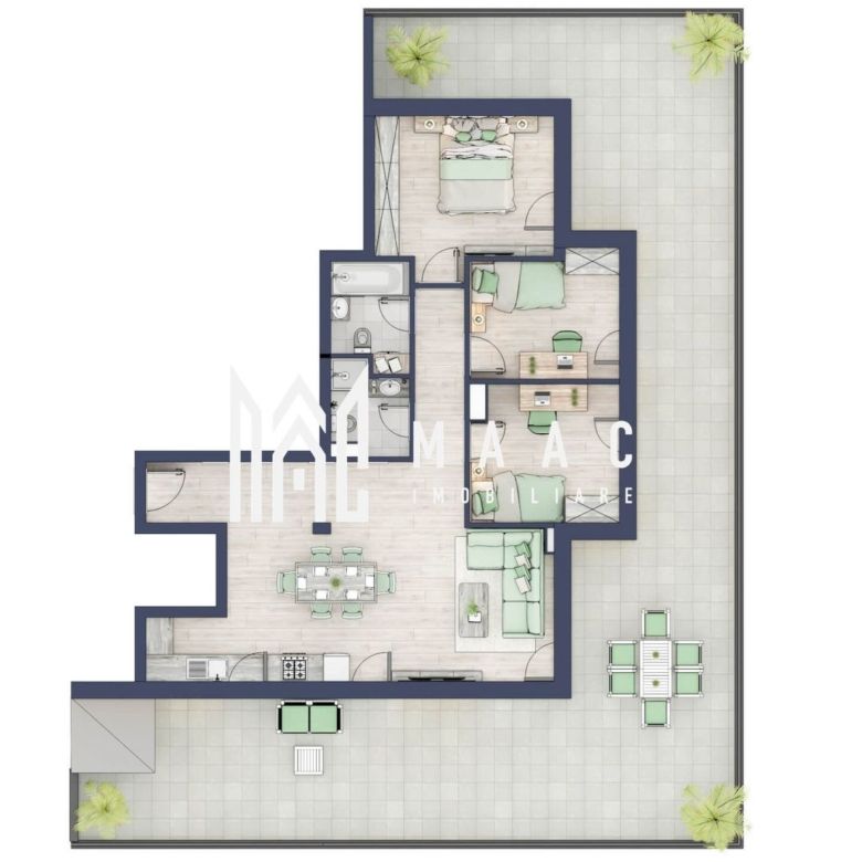 Penthouse 3 camere | Etaj 4 | Balcon 107.2 mp | Turnisor - Imagine principala