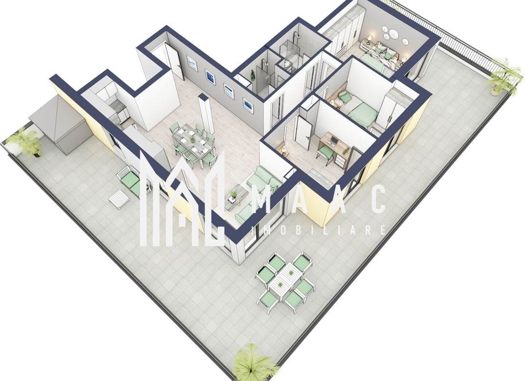 Penthouse 3 camere | Etaj 4 | Balcon 107.2 mp | Turnisor - foto 2