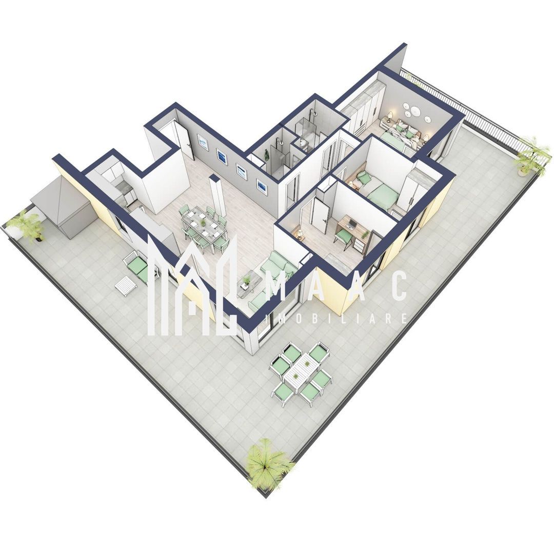 Penthouse 3 camere | Etaj 4 | Balcon 107.2 mp | Turnisor - foto 2