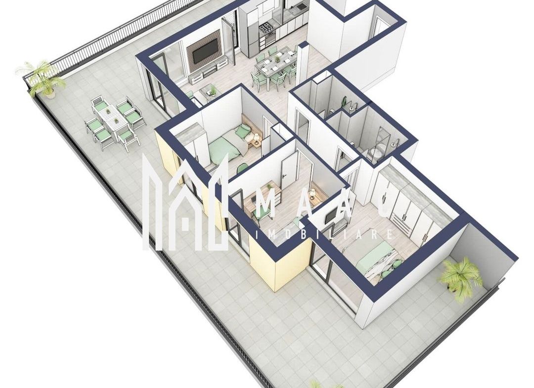 Penthouse 3 camere | Etaj 4 | Balcon 107.2 mp | Turnisor - foto 3
