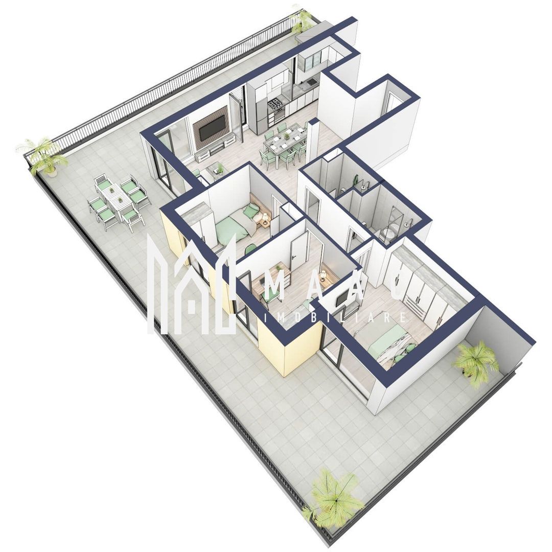 Penthouse 3 camere | Etaj 4 | Balcon 107.2 mp | Turnisor - foto 3