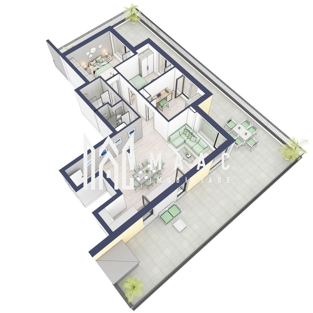Penthouse 3 camere | Etaj 4 | Balcon 107.2 mp | Turnisor - foto 5