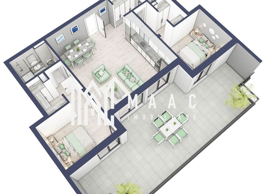 Penthouse 3  camere | Etaj 4 | Balcon 45.6 mp | Turnisor - foto 2