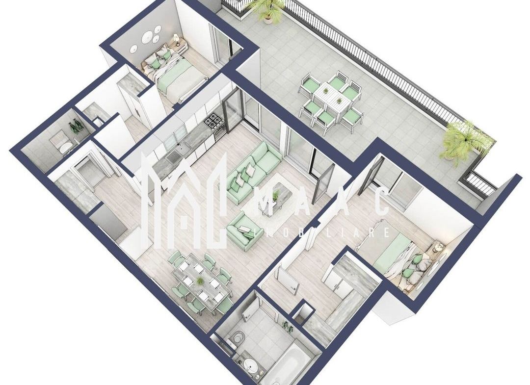 Penthouse 3  camere | Etaj 4 | Balcon 45.6 mp | Turnisor - foto 4
