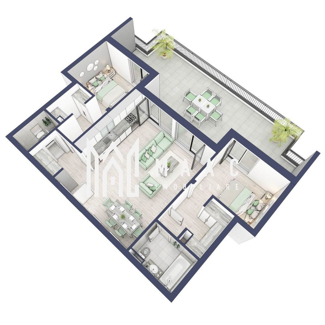 Penthouse 3  camere | Etaj 4 | Balcon 45.6 mp | Turnisor - foto 4