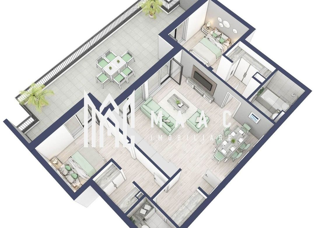Penthouse 3  camere | Etaj 4 | Balcon 45.6 mp | Turnisor - foto 5