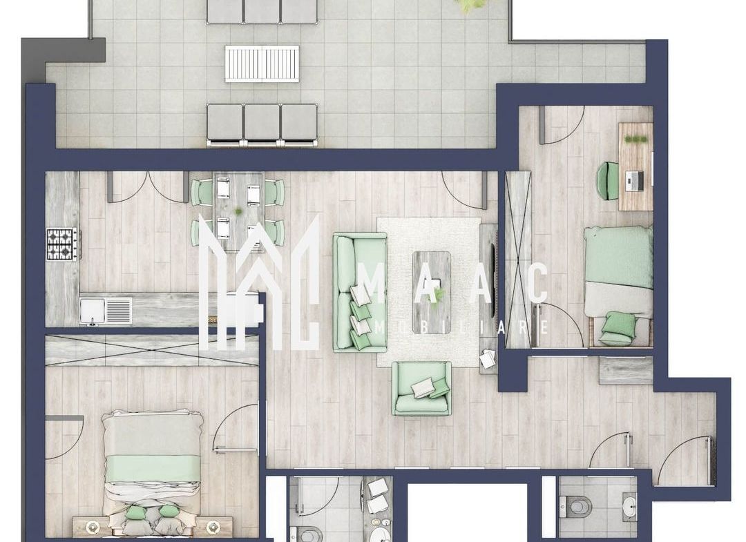 Apartament 3 camere | Balcon 27.3 mp | Etaj 3 | Turnisor - Imagine principala