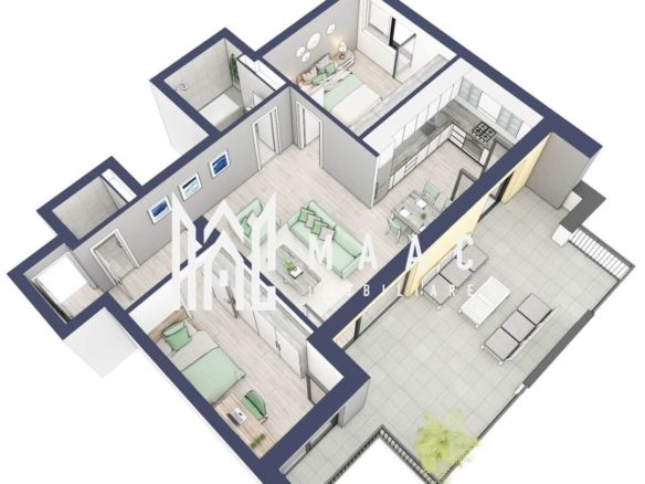 Apartament 3 camere | Balcon 27.3 mp | Etaj 3 | Turnisor - foto 2