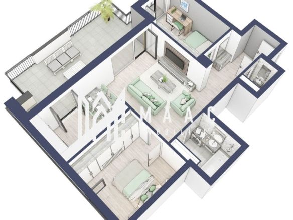 Apartament 3 camere | Balcon 27.3 mp | Etaj 3 | Turnisor - foto 3