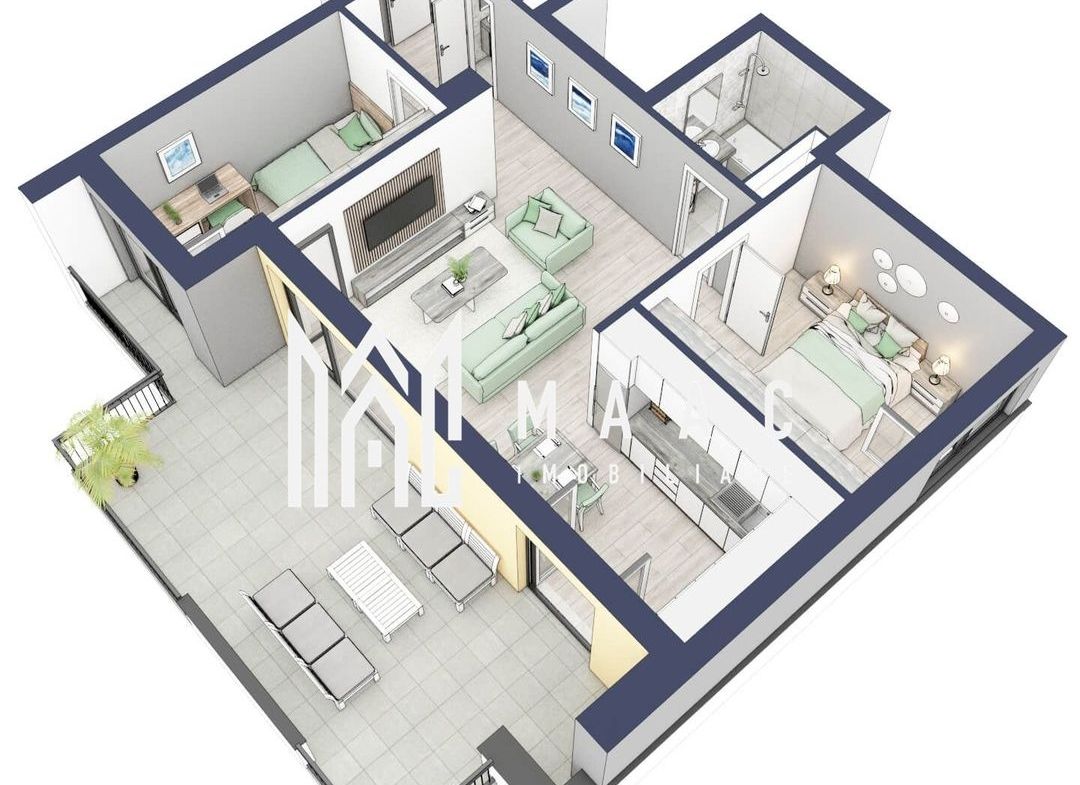 Apartament 3 camere | Balcon 27.3 mp | Etaj 3 | Turnisor - foto 4