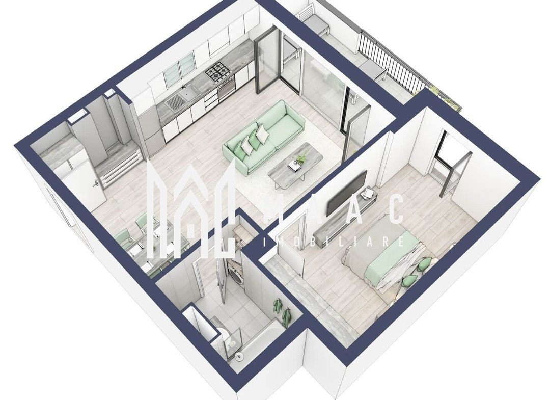 Apartament 2 camere | Etaj 3 | Balcon 10.7 mp | Turnisor - foto 2