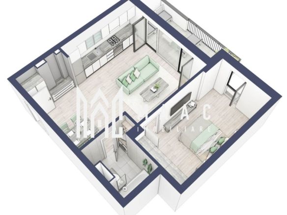 Apartament 2 camere | Etaj 3 | Balcon 10.7 mp | Turnisor - foto 2