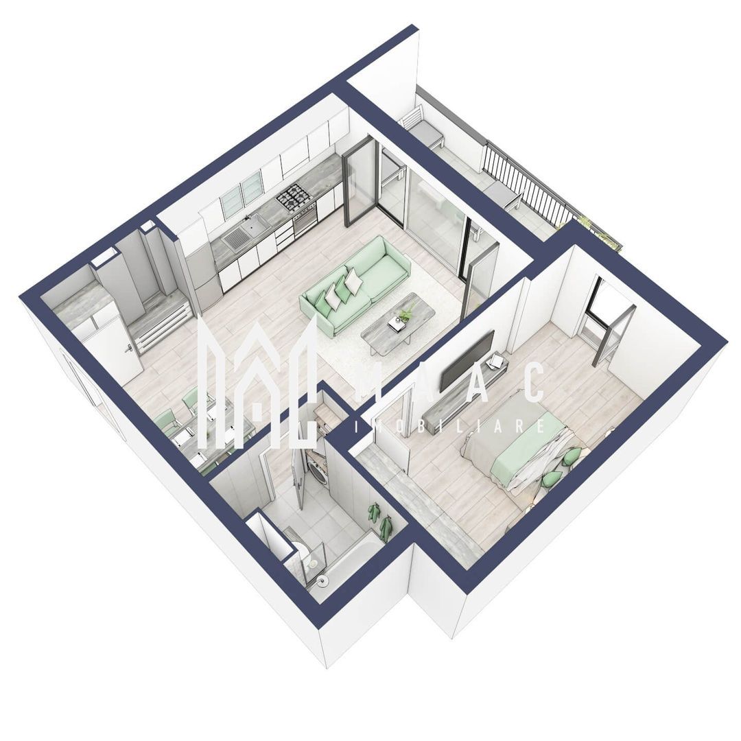 Apartament 2 camere | Etaj 3 | Balcon 10.7 mp | Turnisor - foto 2