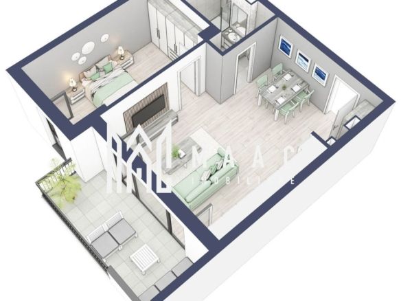 Apartament 2 camere | Etaj 3 | Balcon 10.7 mp | Turnisor - foto 3