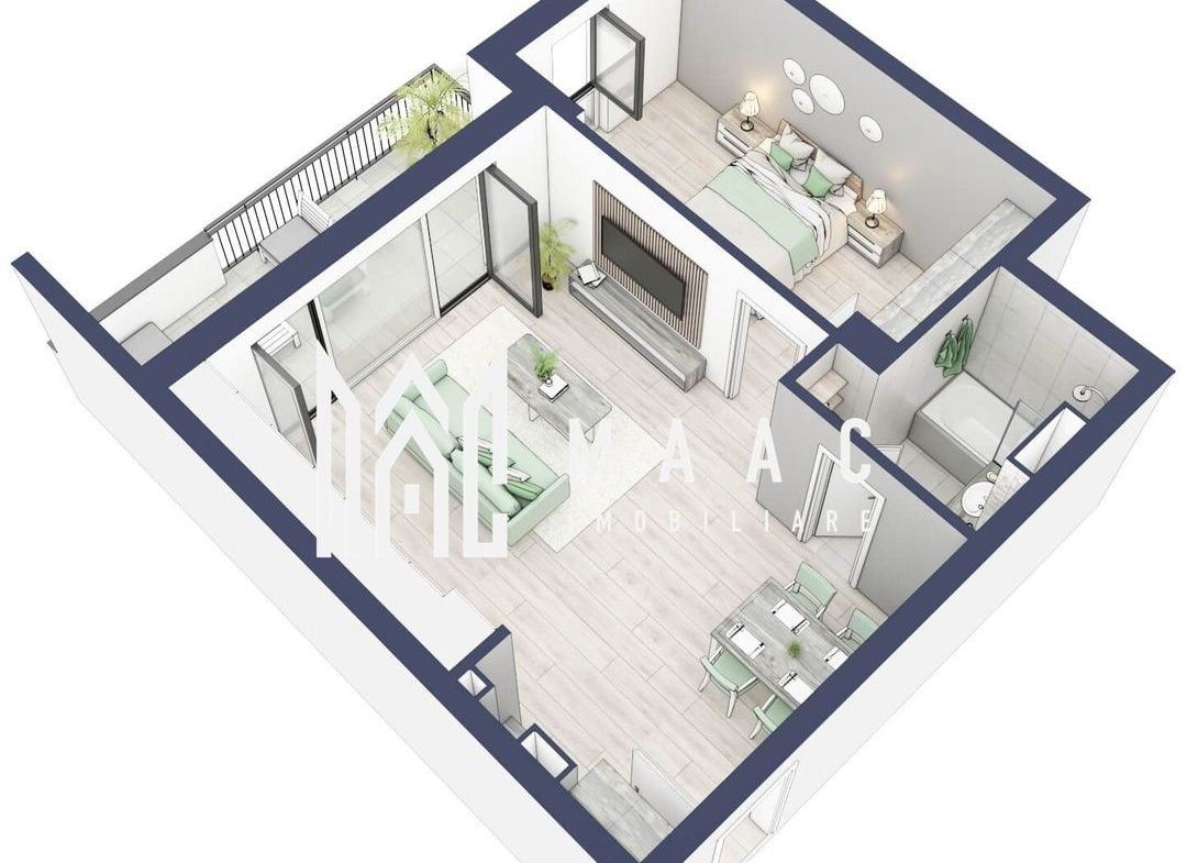 Apartament 2 camere | Etaj 3 | Balcon 10.7 mp | Turnisor - foto 4