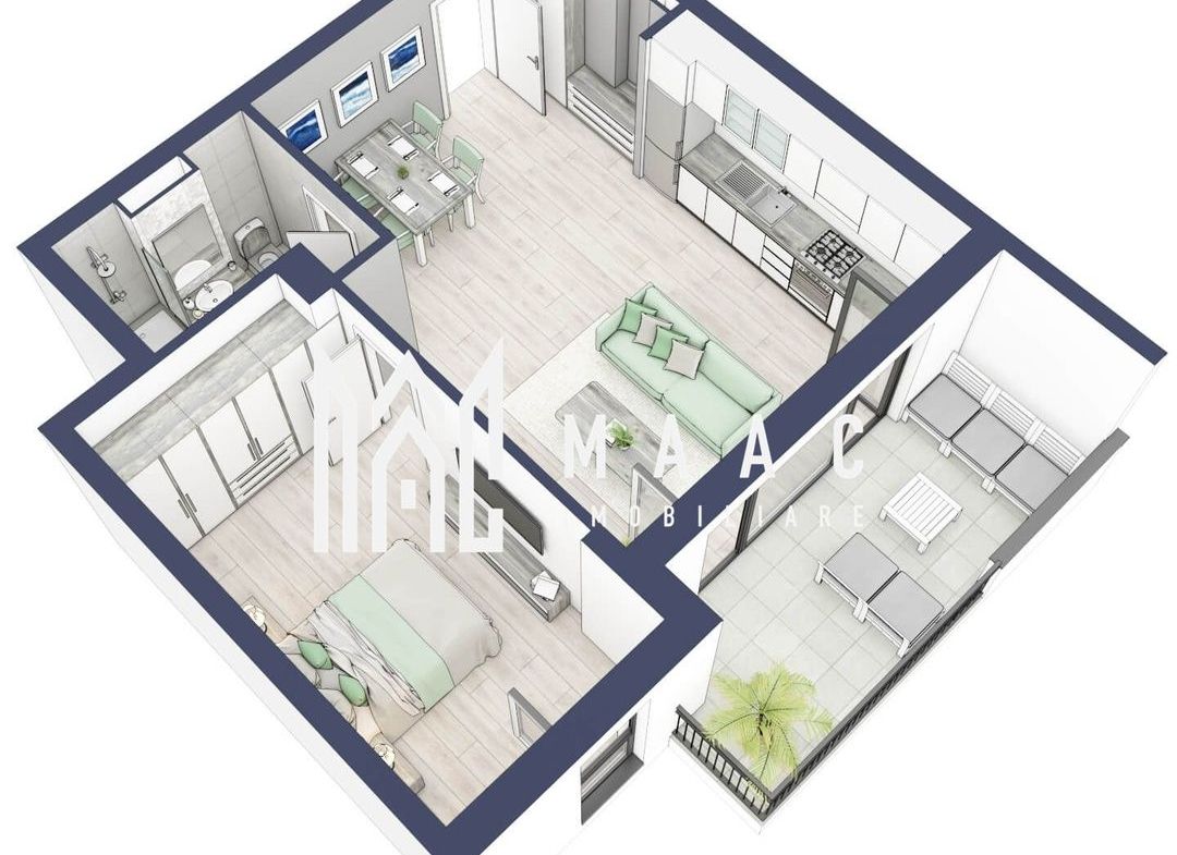 Apartament 2 camere | Etaj 3 | Balcon 10.7 mp | Turnisor - foto 5
