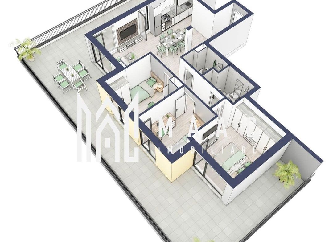 Penthouse 3 camere | Etaj 4 | Balcon 107.2 mp | Turnisor - foto 3
