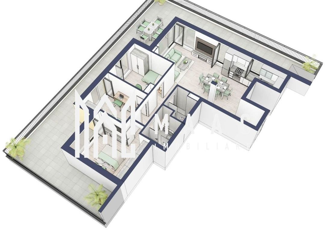 Penthouse 3 camere | Etaj 4 | Balcon 107.2 mp | Turnisor - foto 4