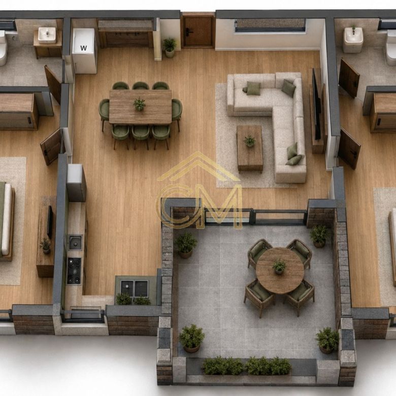 Apartament 3 Camere- 66,5 MPU-Parter-Terasa-Parcare - Imagine principala
