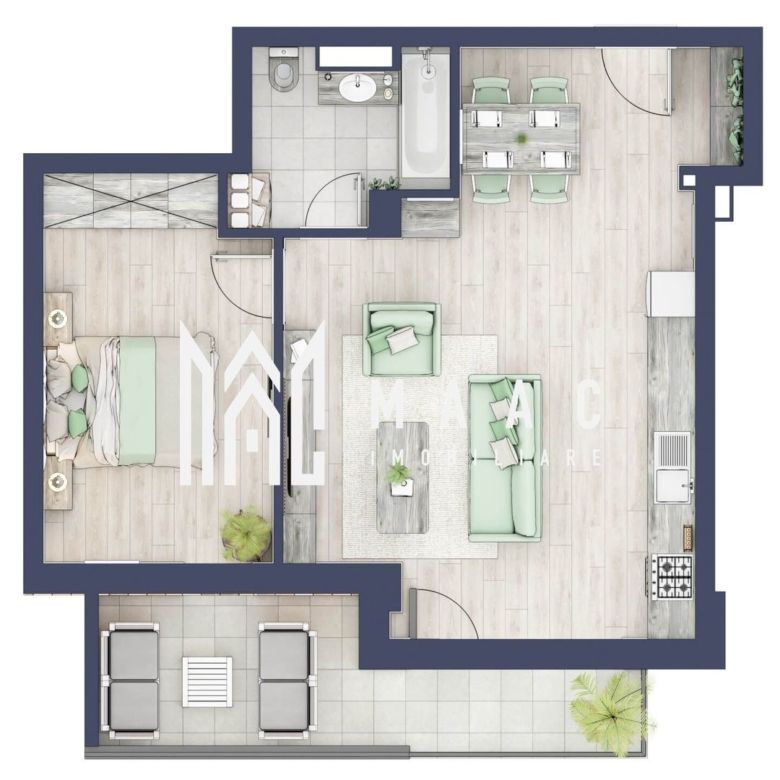 Apartament 2 camere | Etaj 1 | Balcon 9.5 mp | Turnisor - Imagine principala