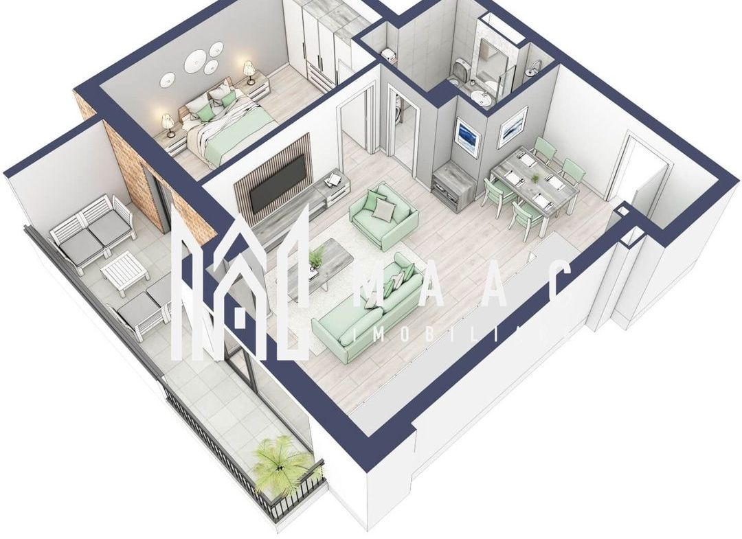 Apartament 2 camere | Etaj 1 | Balcon 9.5 mp | Turnisor - foto 2