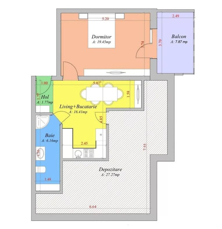 Apartament 70.55 mp, complet mobilat, ultimul nivel + balcon 7.87mp - foto 2