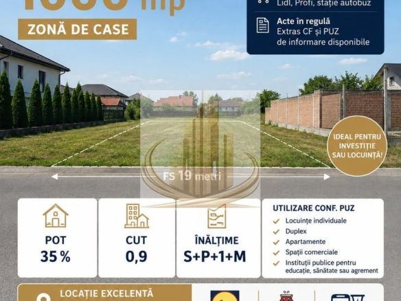 Teren Mehala-Ronaț | 1.000 mp | PUZ | Duplex / Apartamente - Imagine principala
