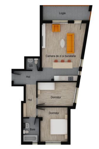 Apartament 3 camere, 2 bai, 71 mp, etaj intermediar, balcon, garaj. - foto 3